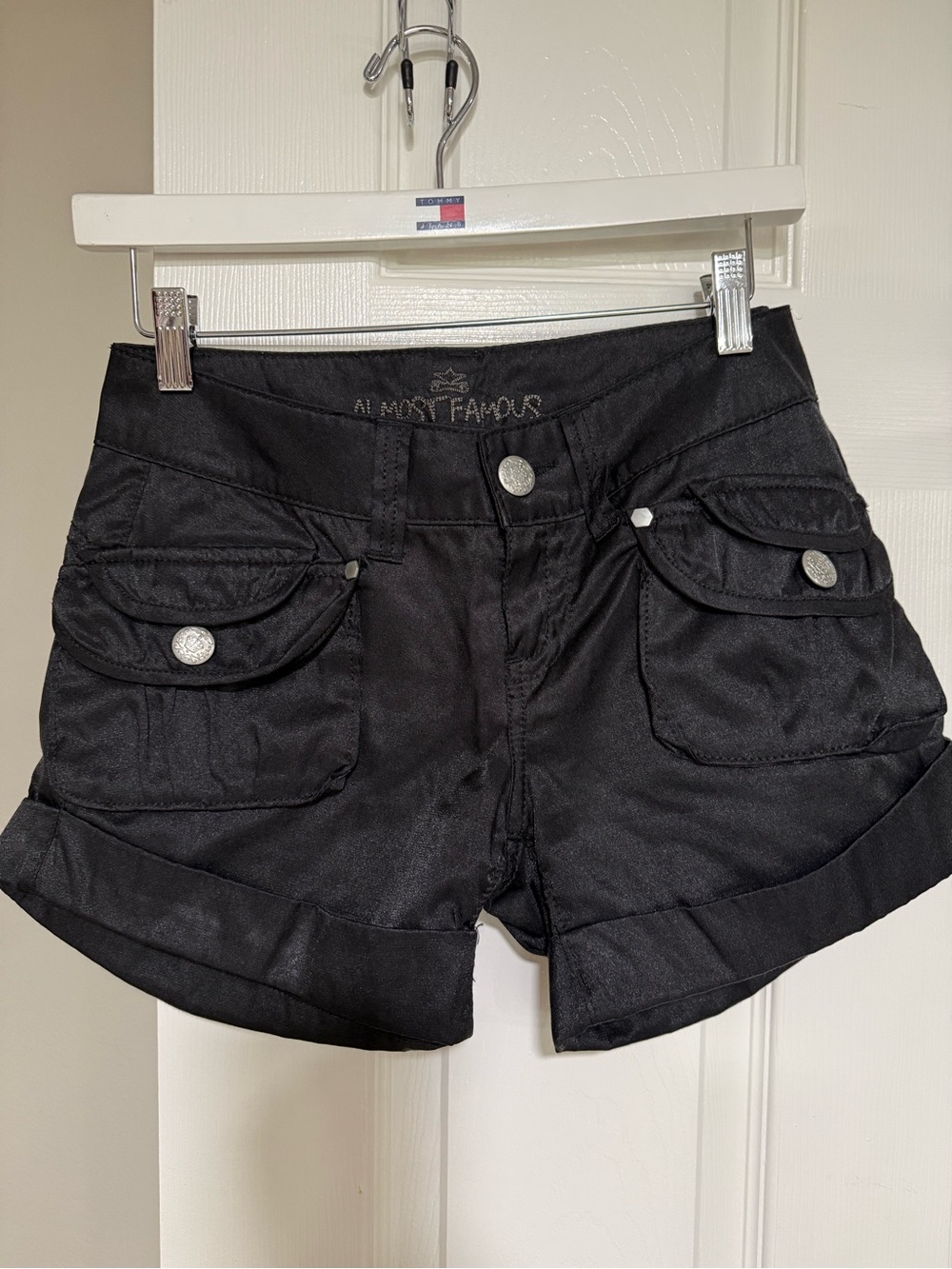 Almost Famous Black Cargo Cuffed Women's Jean Shorts